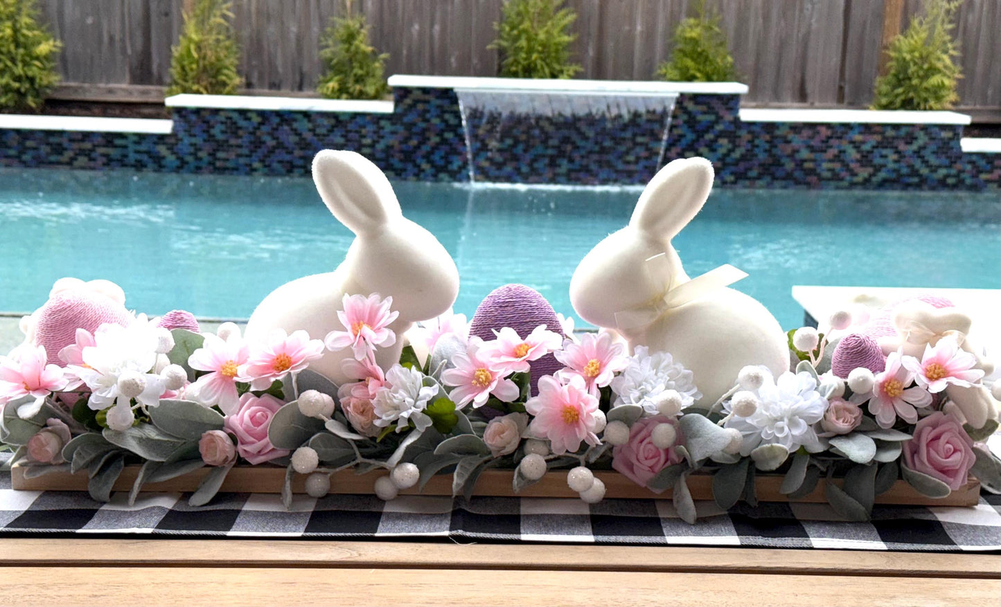Floral Easter Centerpiece, Bunny Decor, Spring Table Arrangement