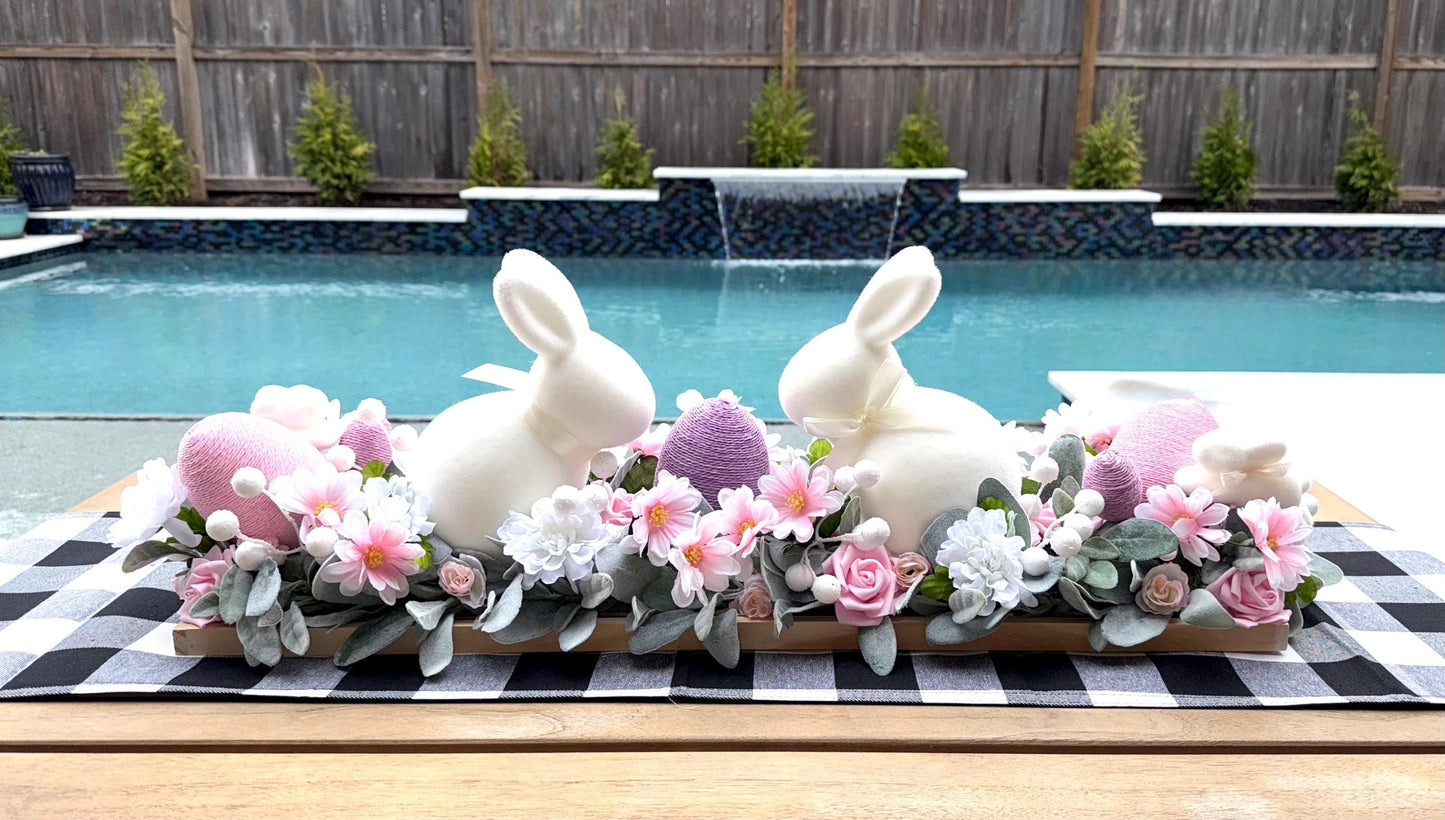 Floral Easter Centerpiece, Bunny Decor, Spring Table Arrangement