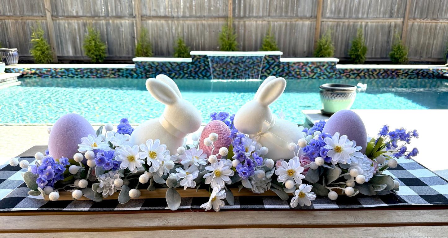 X-Large Easter Centerpiece, Faux Floral Bunny Arrangement