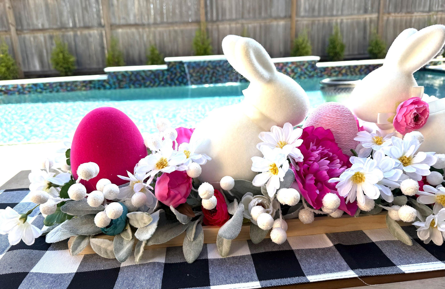 Floral Easter Centerpiece, Farmhouse Bunny Decor