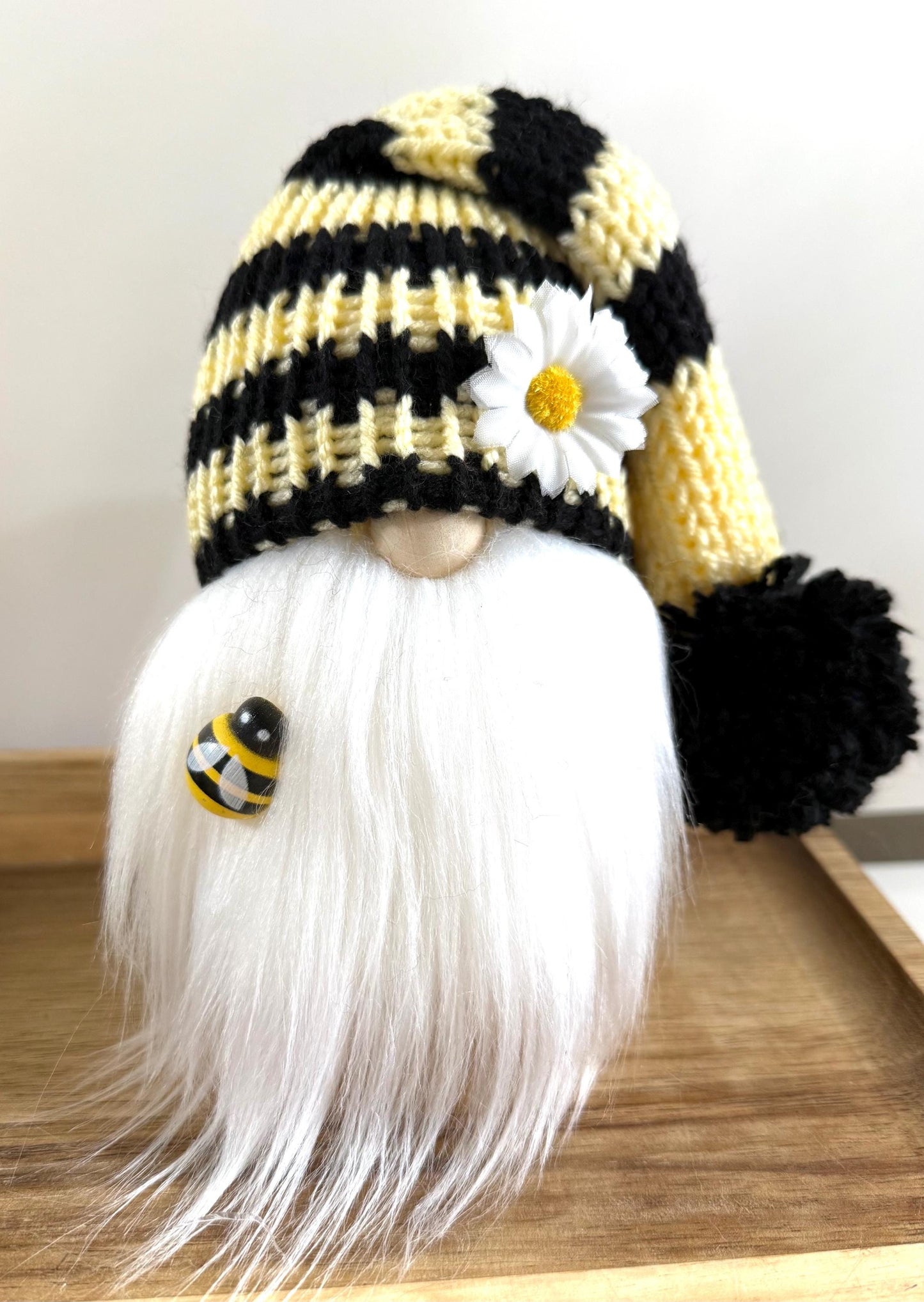 Handmade Bee Gnome, Daisy Decor, Tiered Tray Decor