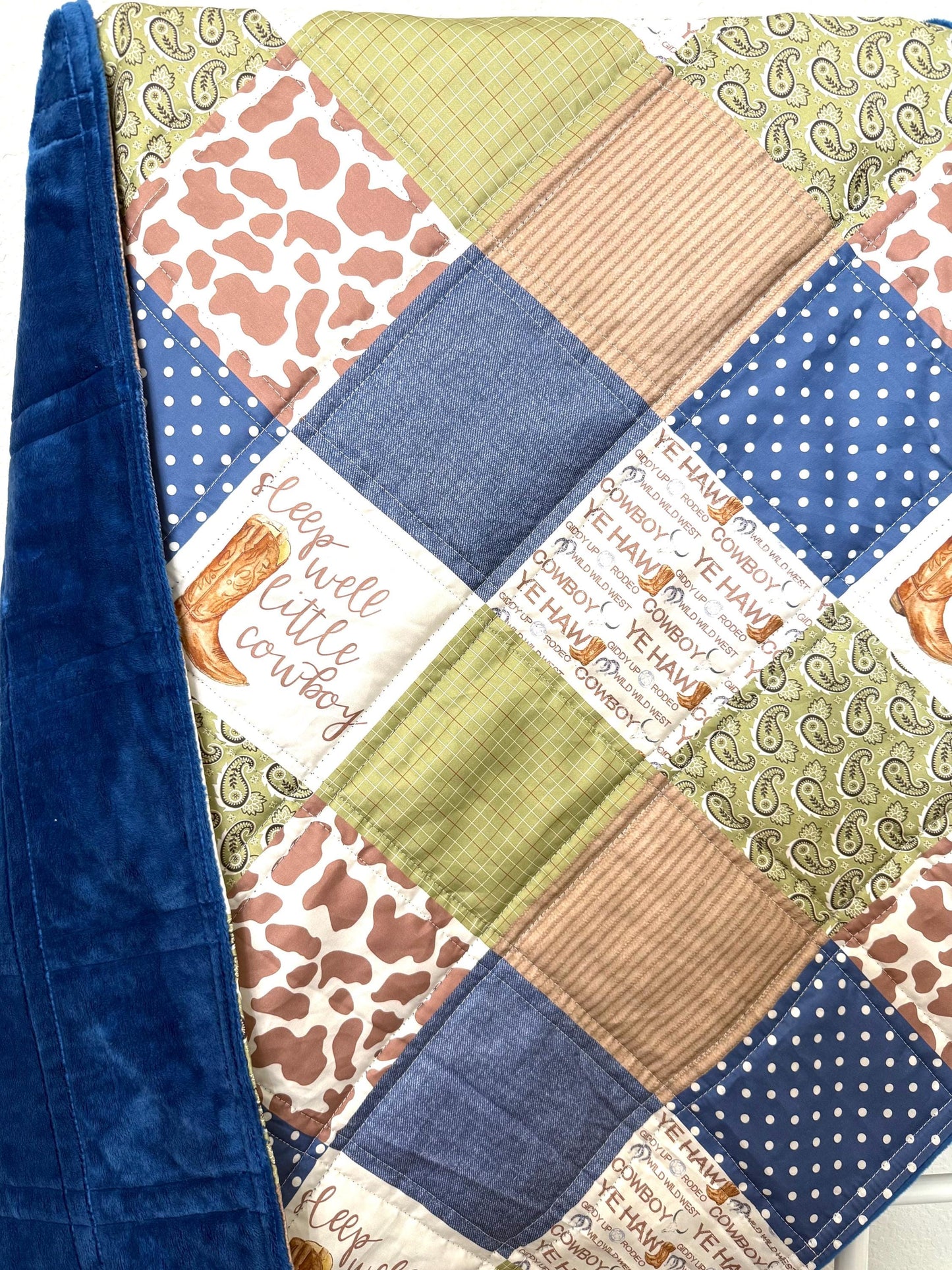Cowboy Crib Bedding, Western Theme Nursery, Handmade Baby Quilt