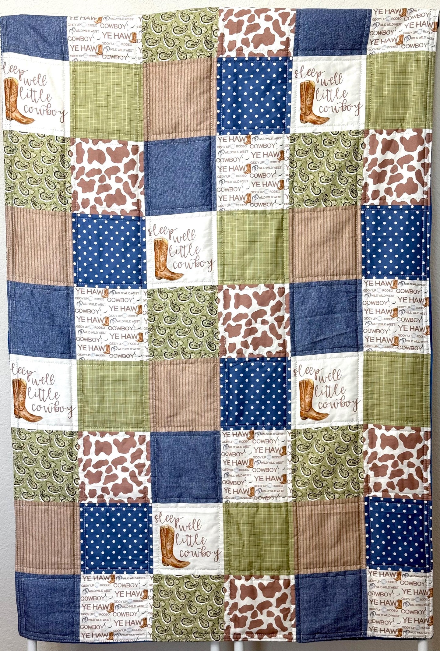 Cowboy Crib Bedding, Western Theme Nursery, Handmade Baby Quilt
