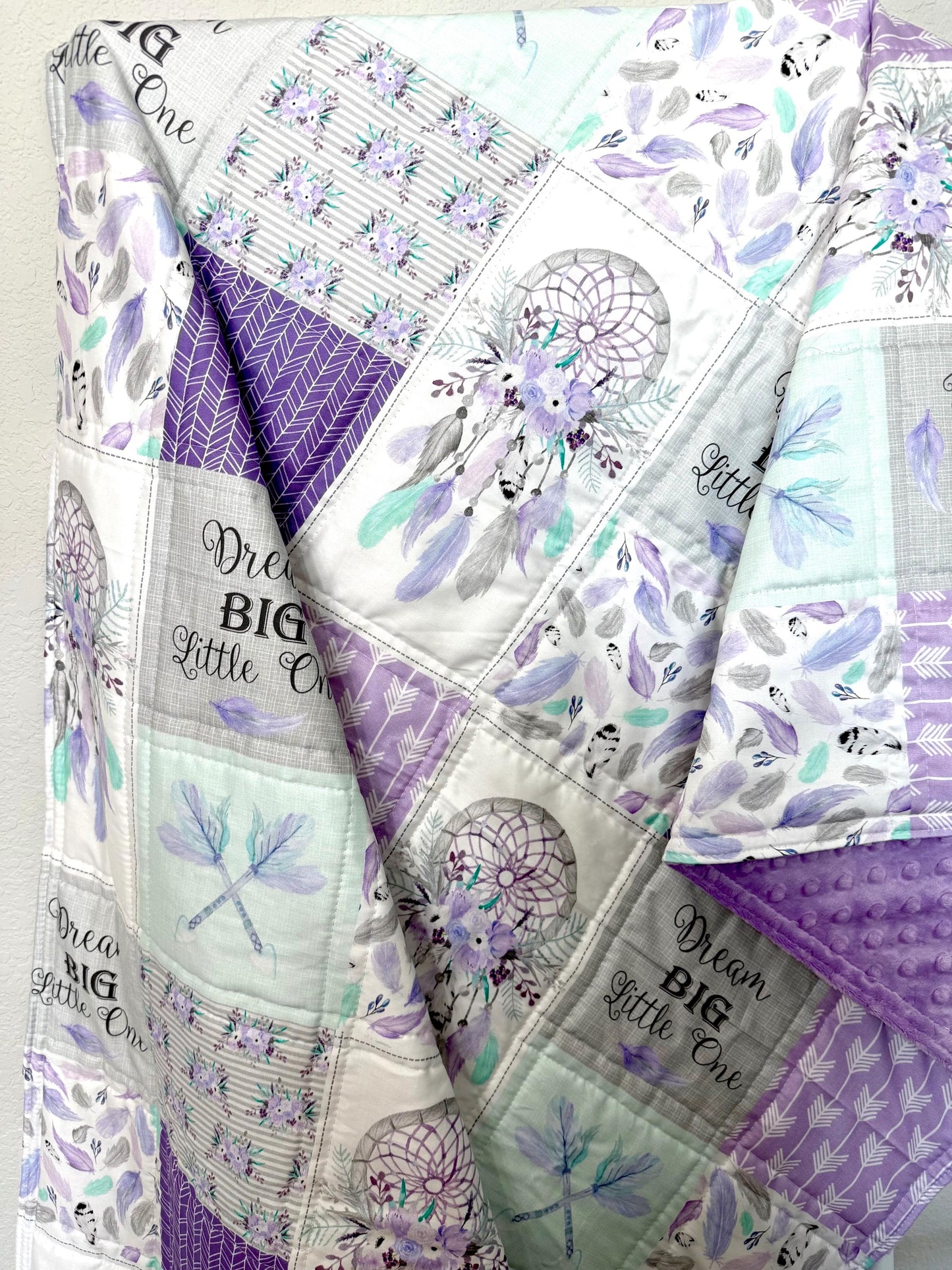 baby girl quilt, dreamcatcher theme nursery, handmade baby blanket, baby shower gift, nursery decor, crib bedding, handmade quilt