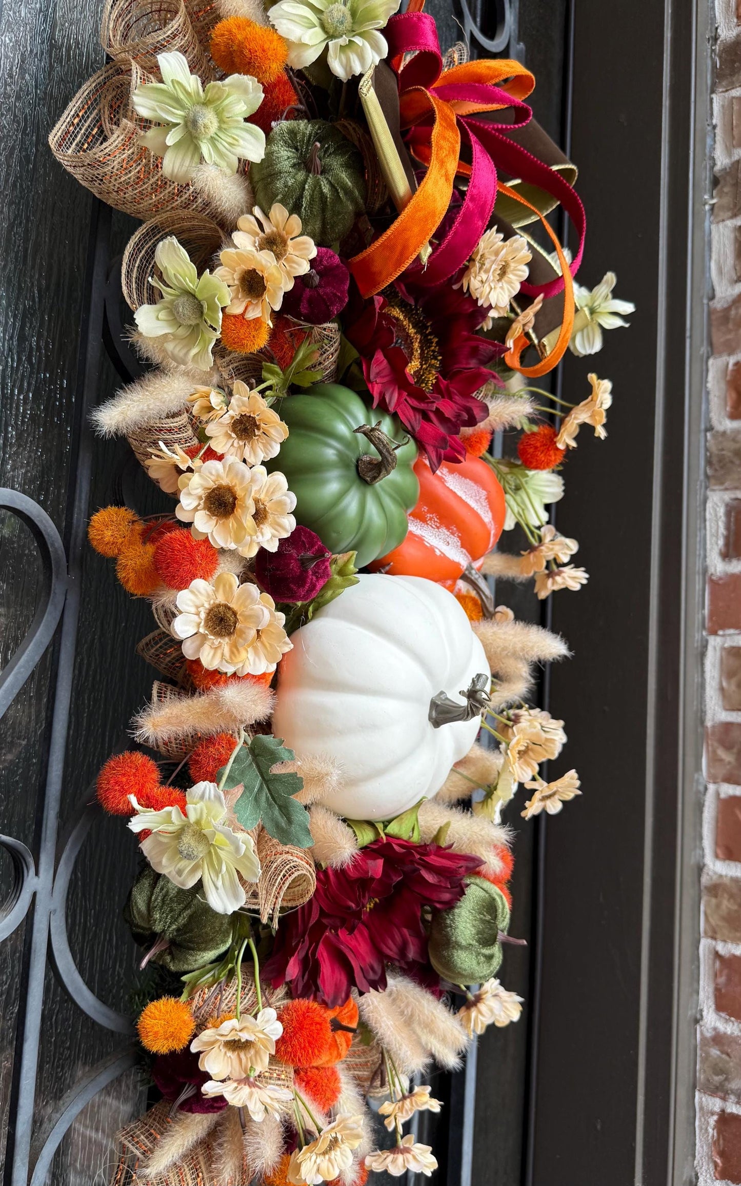 Pumpkin Door Swag, Fall Thanksgiving Wreath, Front Porch Decor