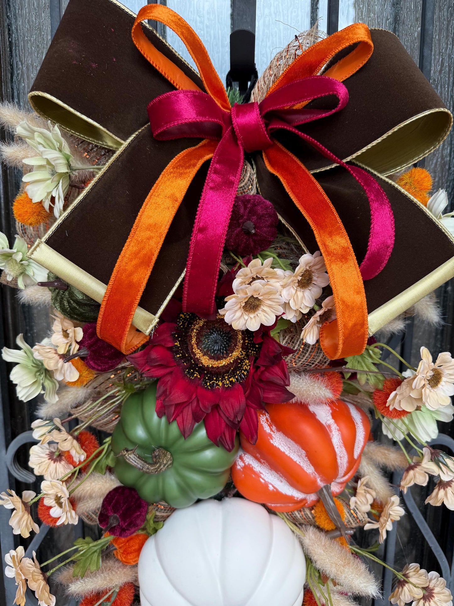 Pumpkin Door Swag, Fall Thanksgiving Wreath, Front Porch Decor