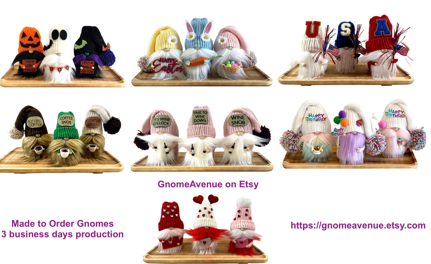 Knit Christmas Gnomes, Holiday Tiered Tray Decor