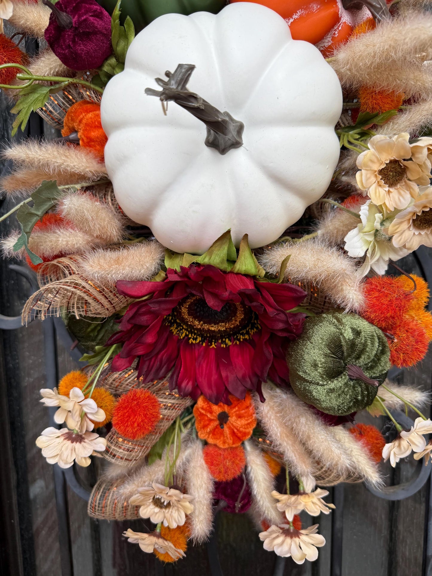 Pumpkin Door Swag, Fall Thanksgiving Wreath, Front Porch Decor