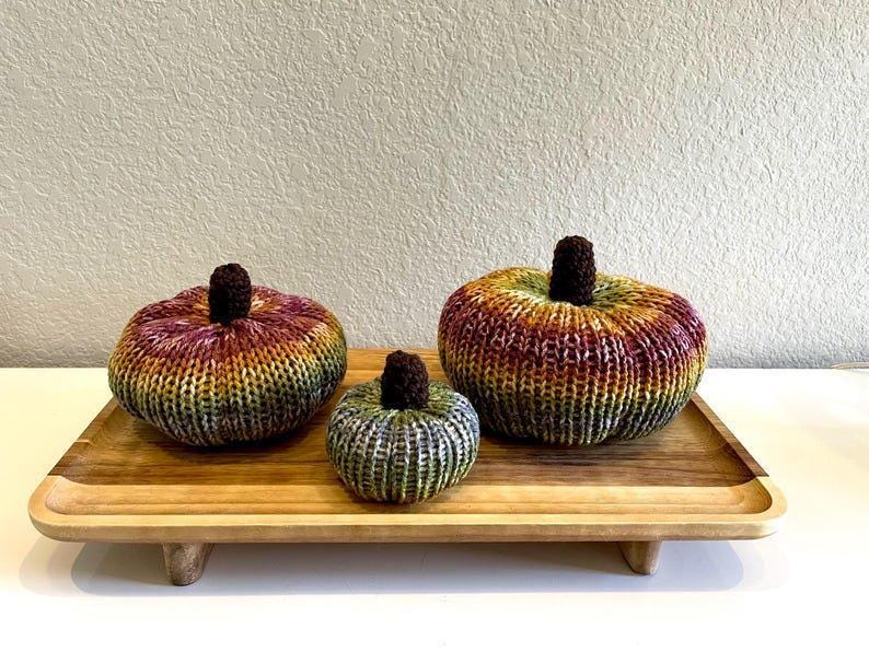 Set of 3 Knit Pumpkins, Knit Pumpkins, Fall Decor, Soft Pumpkins, Thanksgiving Deco, Harvest Decor, Halloween Decor