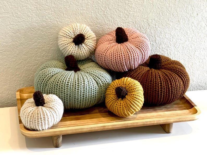 Set of 6 Knit Pumpkins | Handmade Fall Decor | Soft Pumpkin Bowl Fillers | Autumn Table Centerpiece