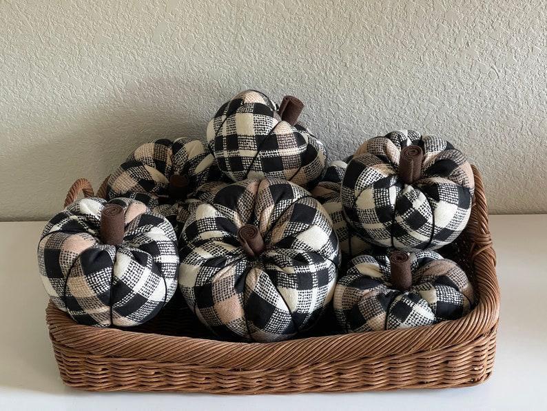 Handmade Flannel Pumpkins | Plaid Print Pumpkins | Fall Home Decor | Farmhouse Autumn Decor | Thanksgiving Pumpkin Decor