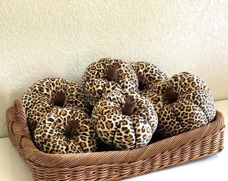 Handmade Flannel Pumpkins | Leopard Print Pumpkins | Fall Home Decor | Farmhouse Autumn Decor | Thanksgiving Pumpkin Decor