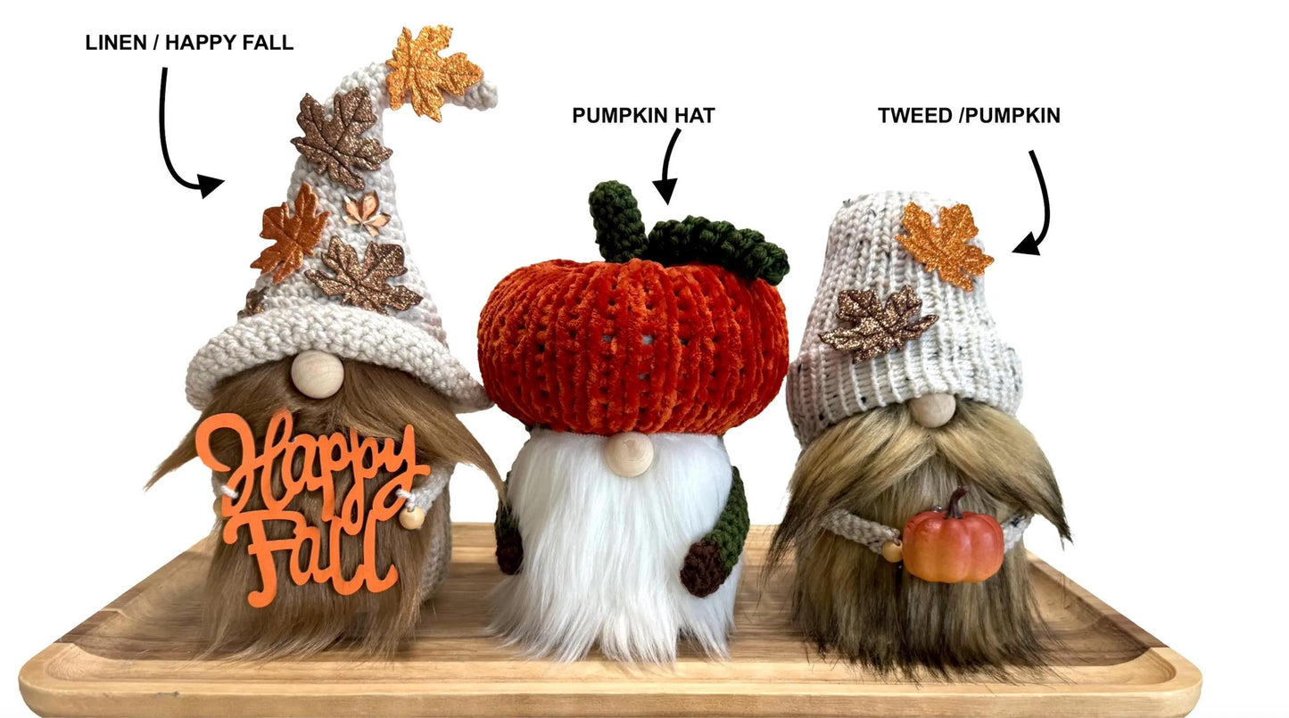 Knit Fall Gnome, Pumpkin Decor, Farmhouse Tiered Tray Decor
