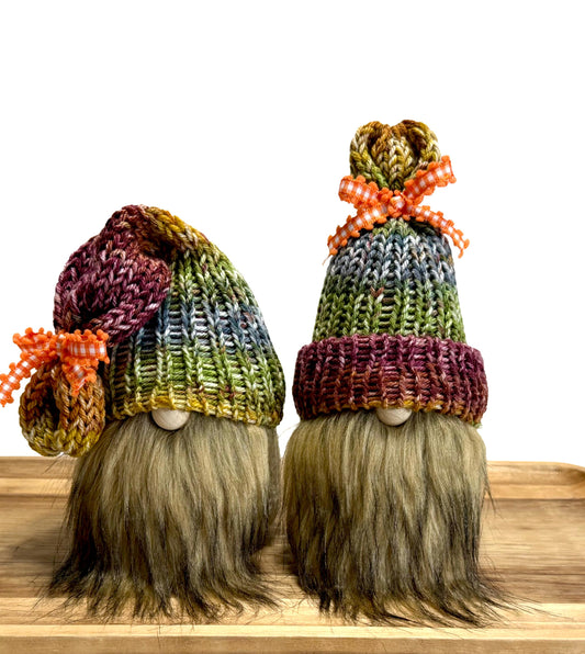 Handmade Fall Knit Gnome, Tiered Tray Decor