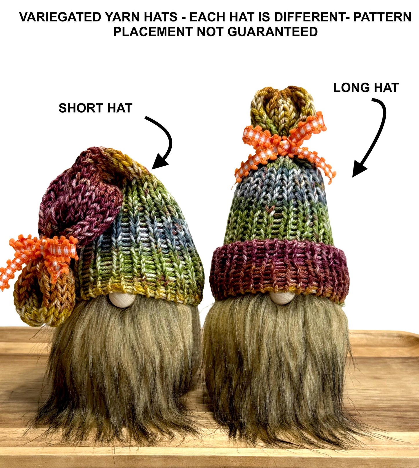 Handmade Fall Knit Gnome, Tiered Tray Decor
