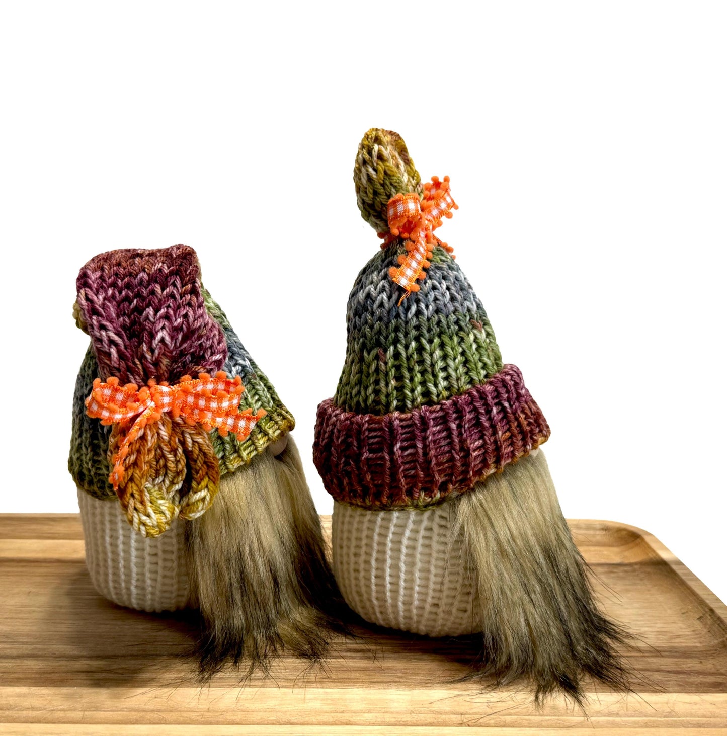 Handmade Fall Knit Gnome, Tiered Tray Decor