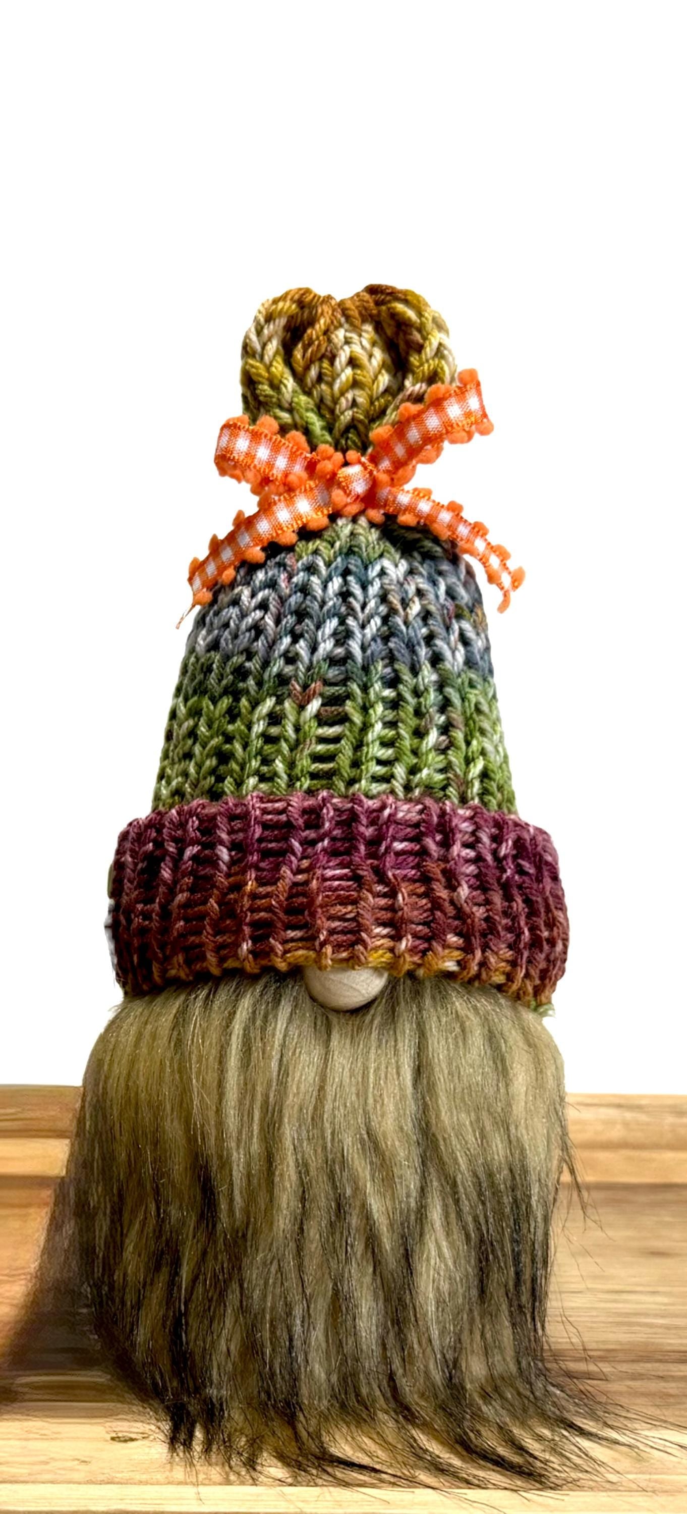 Handmade Fall Knit Gnome, Tiered Tray Decor