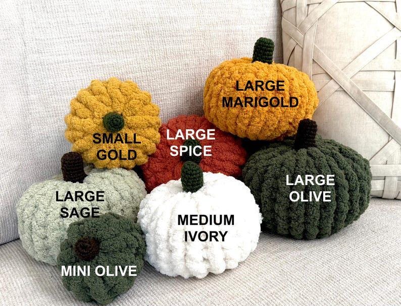 Set of 7 Handmade Chunky Knit Chenille Pumpkins, Fall Decor