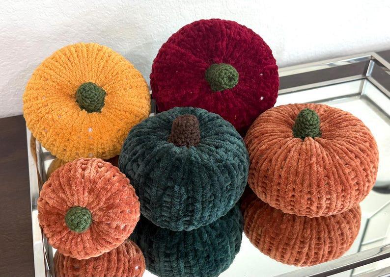 Set of 5 Velvet Chenille Knit Pumpkins, Knit Pumpkins, Fall Decor, Soft Pumpkins, Thanksgiving Deco, Harvest Decor, Halloween Decor