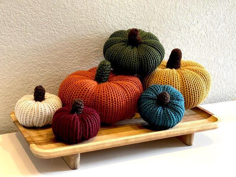 Set of 6 KnitPumpkins , Handmade Fall Decor , Halloween Decorations , Autumn Table Centerpiece , Thanksgiving Decor
