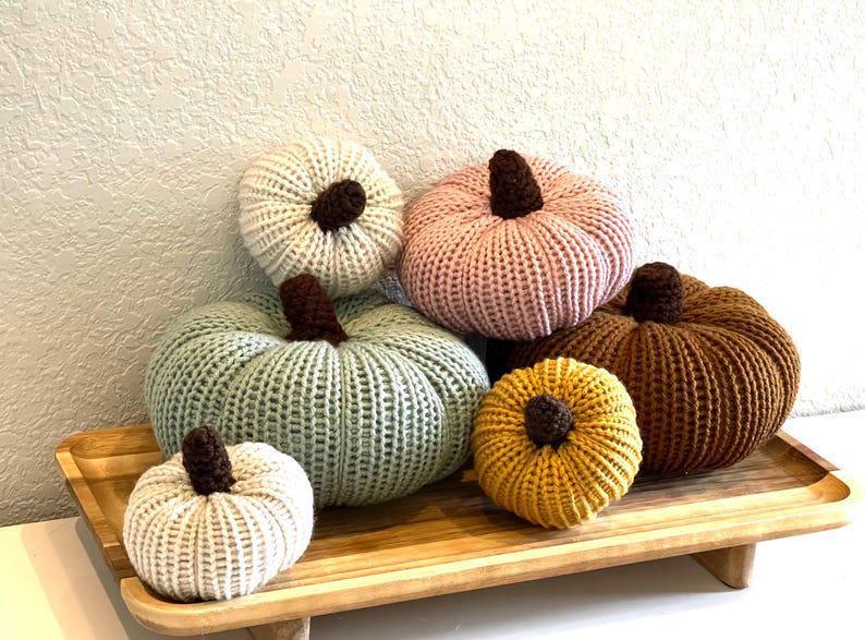 Set of 6 Knit Pumpkins | Handmade Fall Decor | Soft Pumpkin Bowl Fillers | Autumn Table Centerpiece