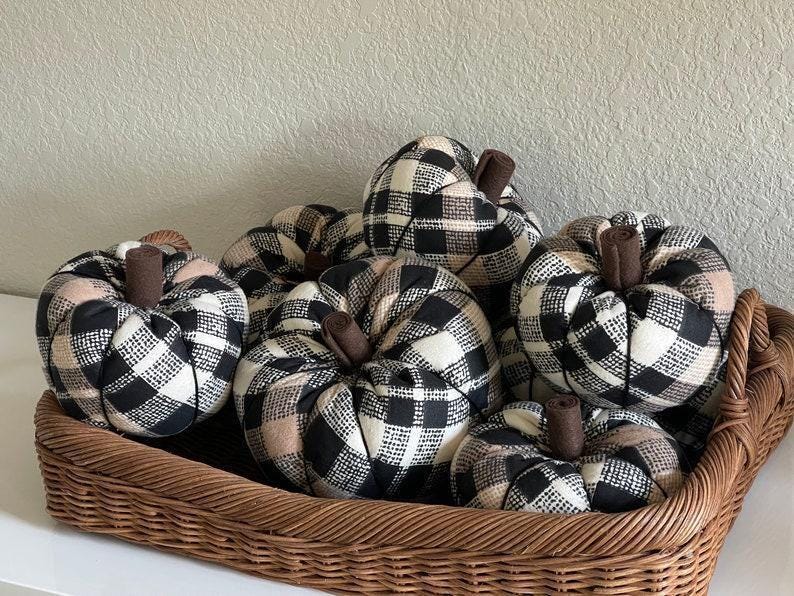 Handmade Flannel Pumpkins | Plaid Print Pumpkins | Fall Home Decor | Farmhouse Autumn Decor | Thanksgiving Pumpkin Decor
