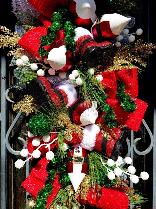 Traditional Christmas Swag, Holiday Porch Decor (32” Long)