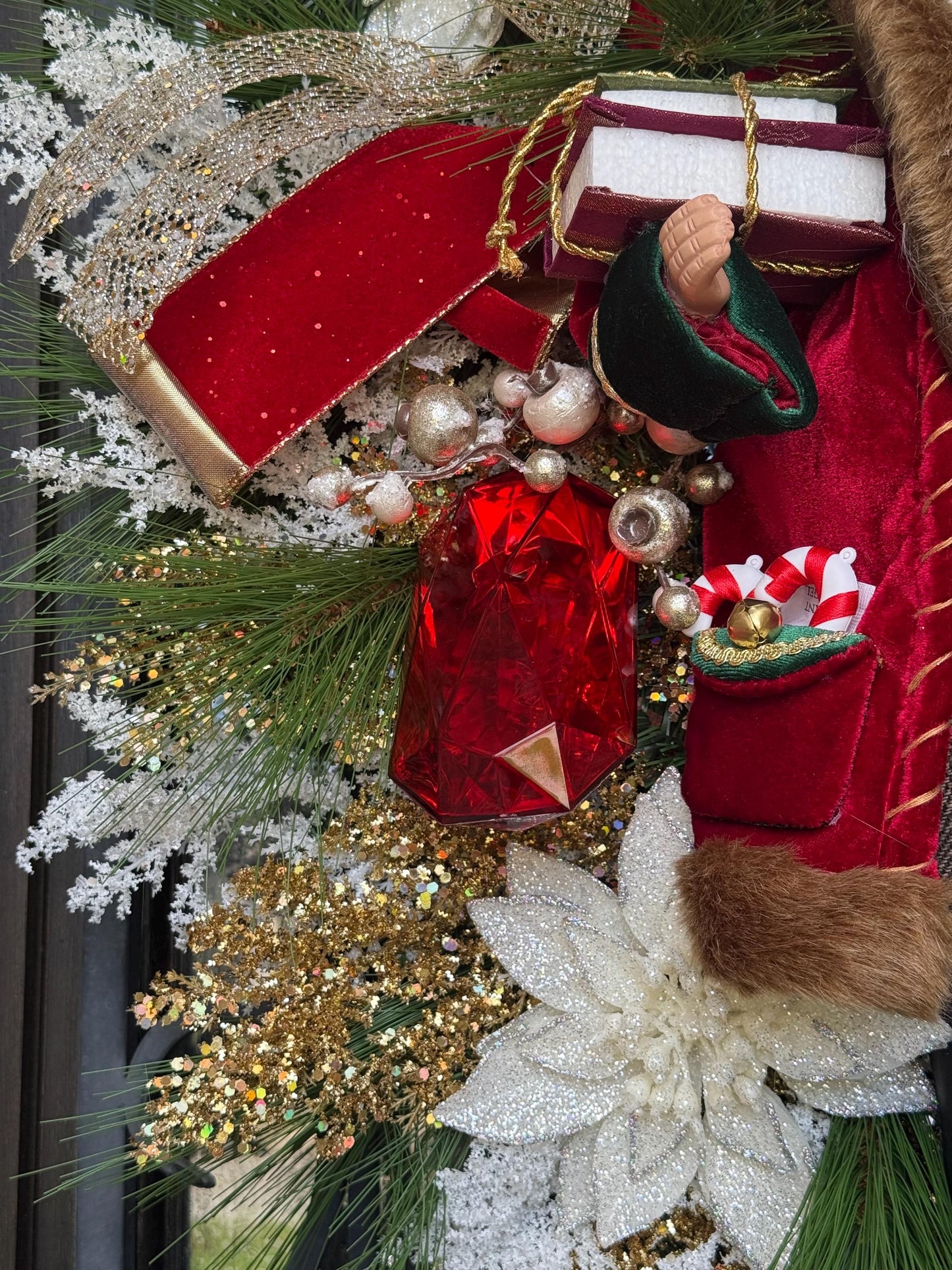 Christmas Santa Wreath, Holiday Front Door Decor