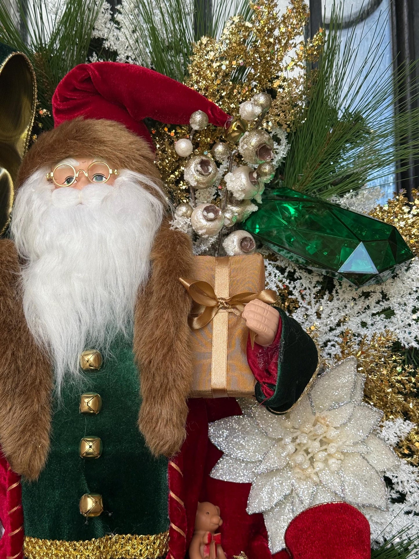 Christmas Santa Wreath, Holiday Front Door Decor