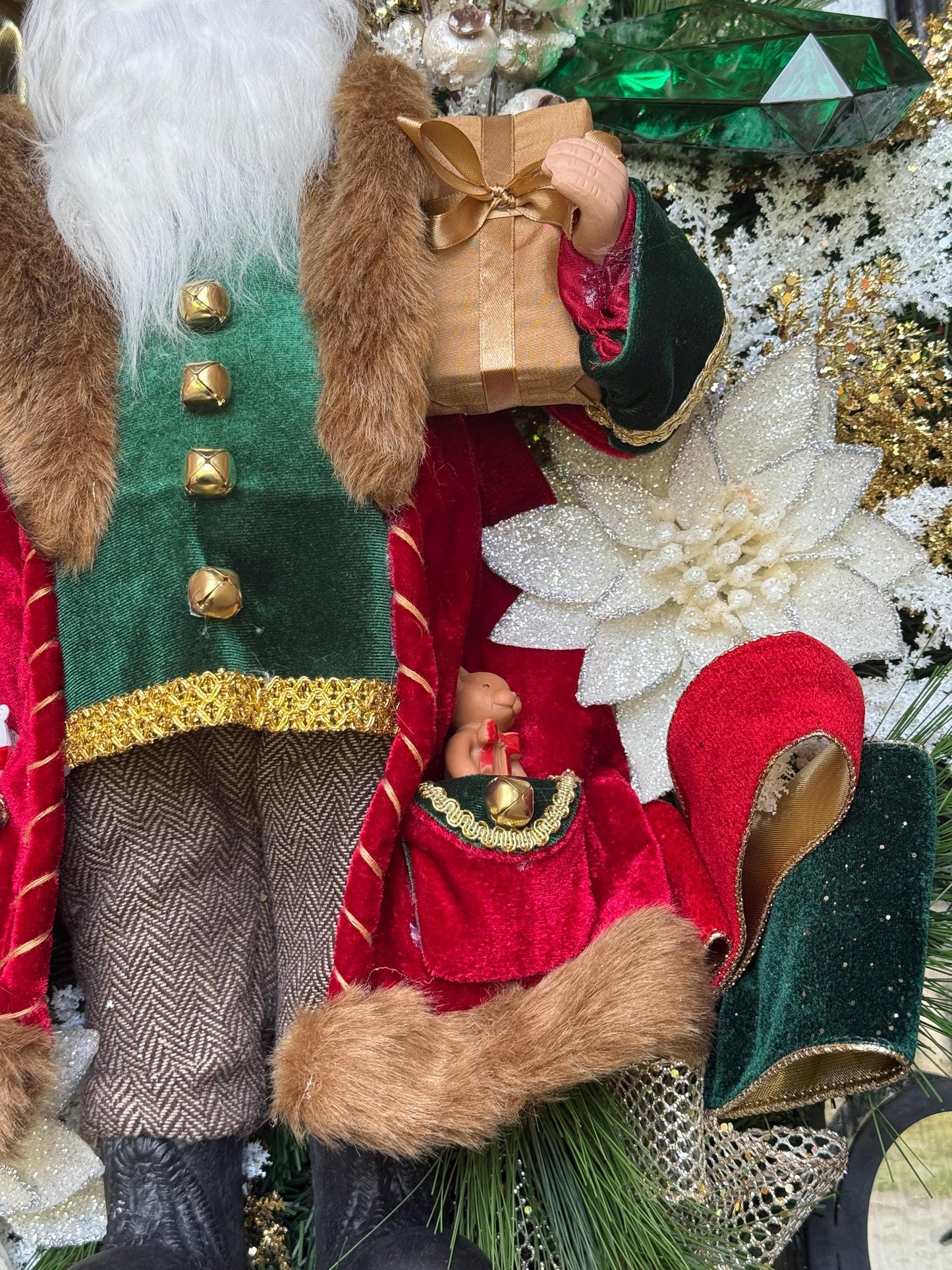 Christmas Santa Wreath, Holiday Front Door Decor