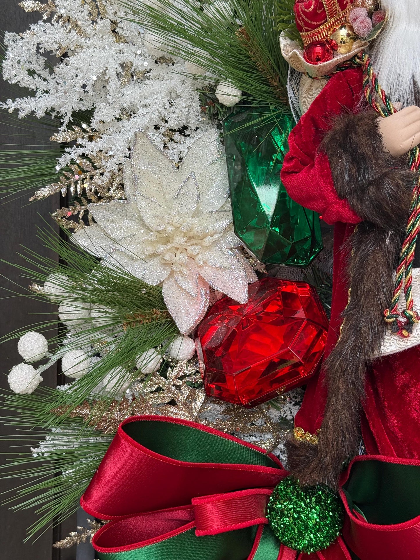 Santa Christmas Wreath, Holiday Porch Decor