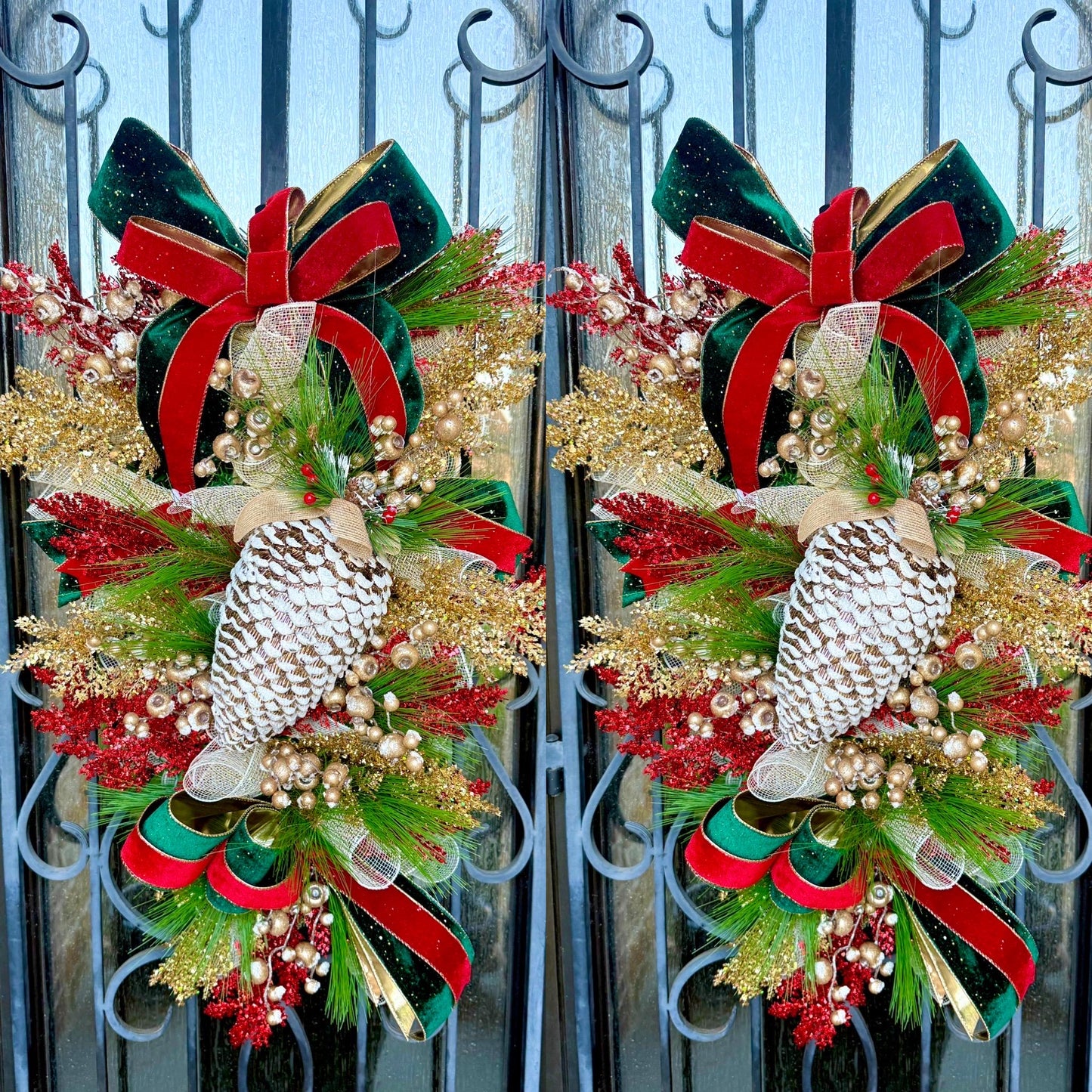 Holiday Swag Wreath, Christmas Porch Decor