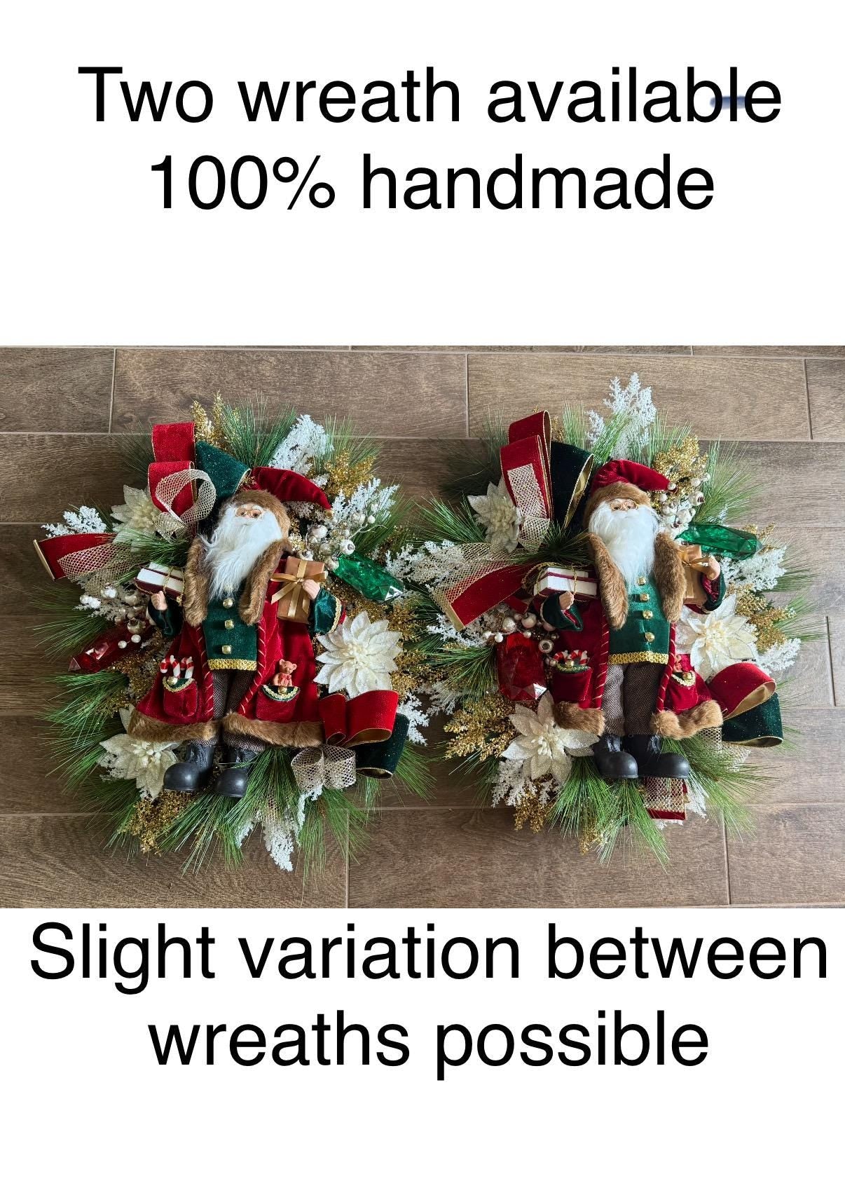 Christmas Santa Wreath, Holiday Front Door Decor