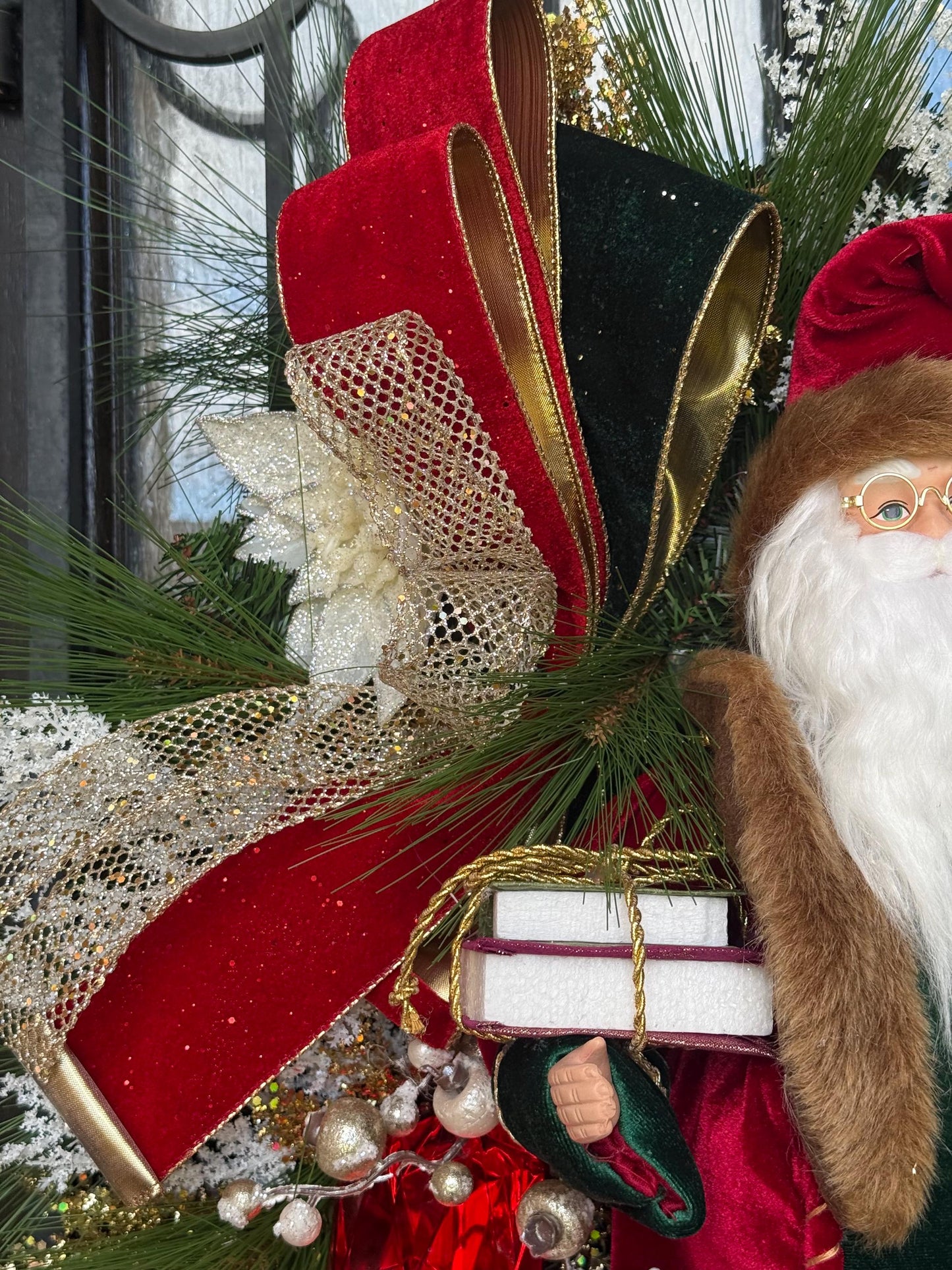 Christmas Santa Wreath, Holiday Front Door Decor