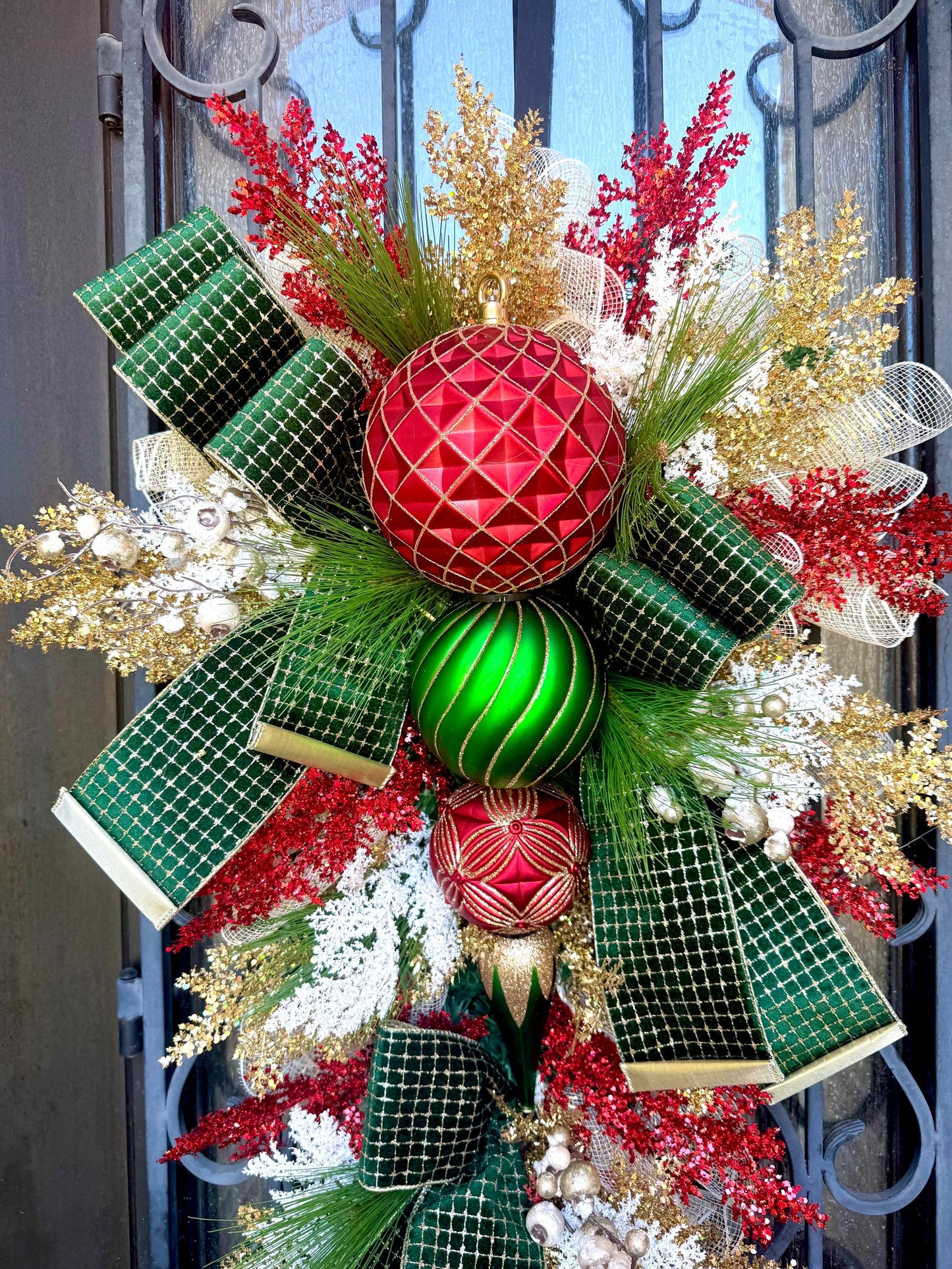 Christmas Swag Wreath, Holiday Porch Decor