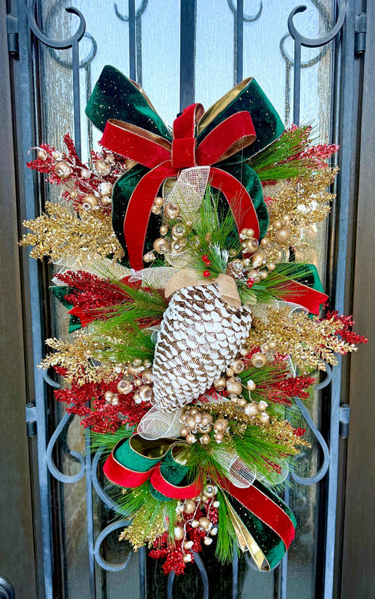 Holiday Swag Wreath, Christmas Porch Decor