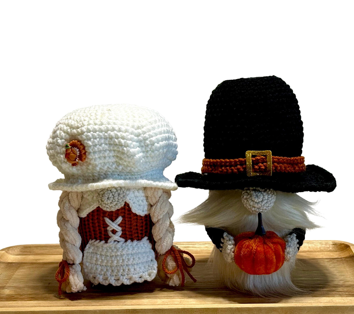 Thanksgiving Pilgrim Gnome: Knit Fall Harvest Decor