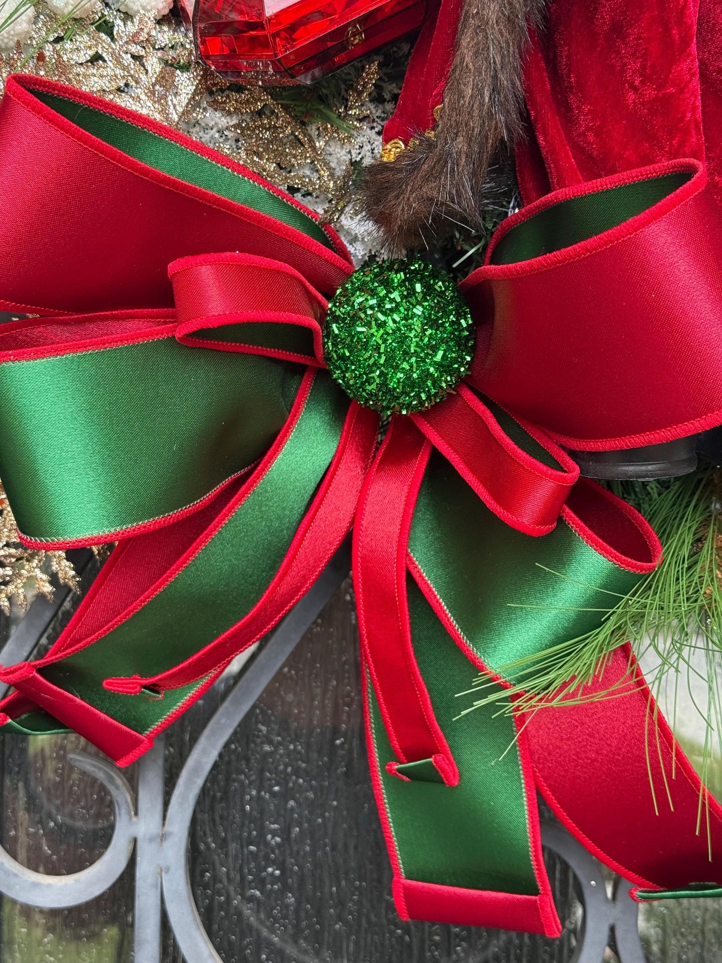Santa Christmas Wreath, Holiday Porch Decor
