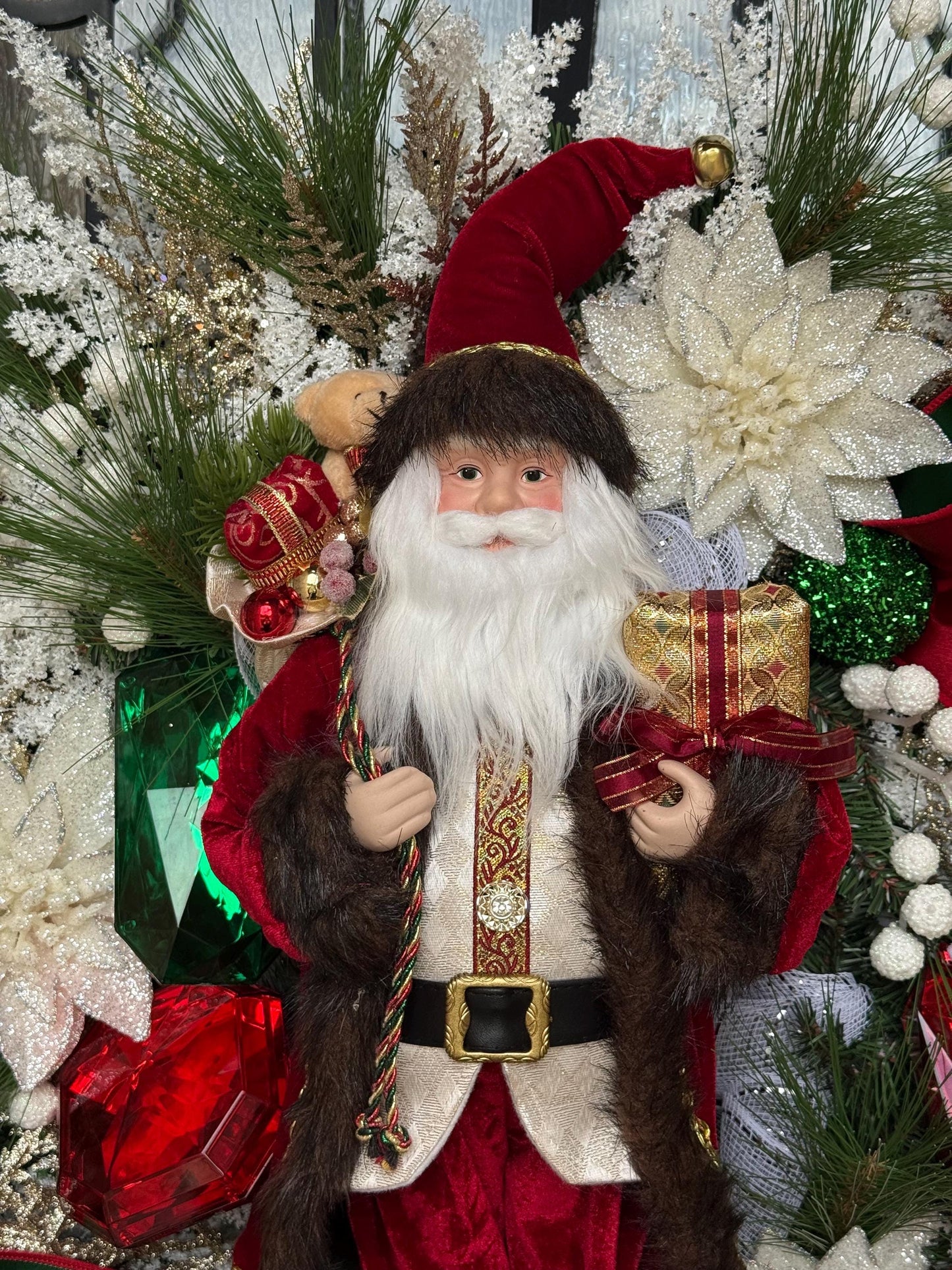 Santa Christmas Wreath, Holiday Porch Decor