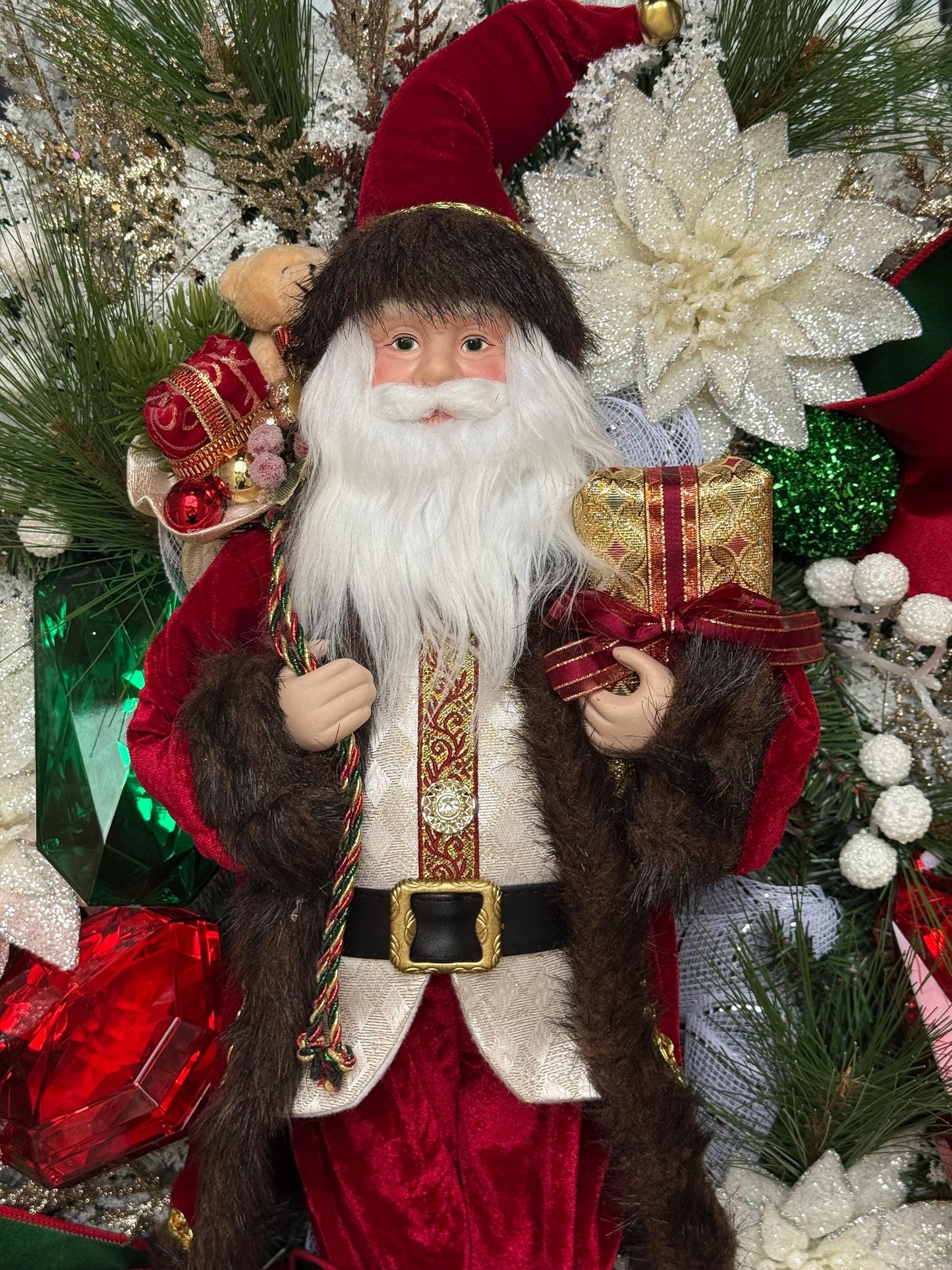 Santa Christmas Wreath, Holiday Porch Decor
