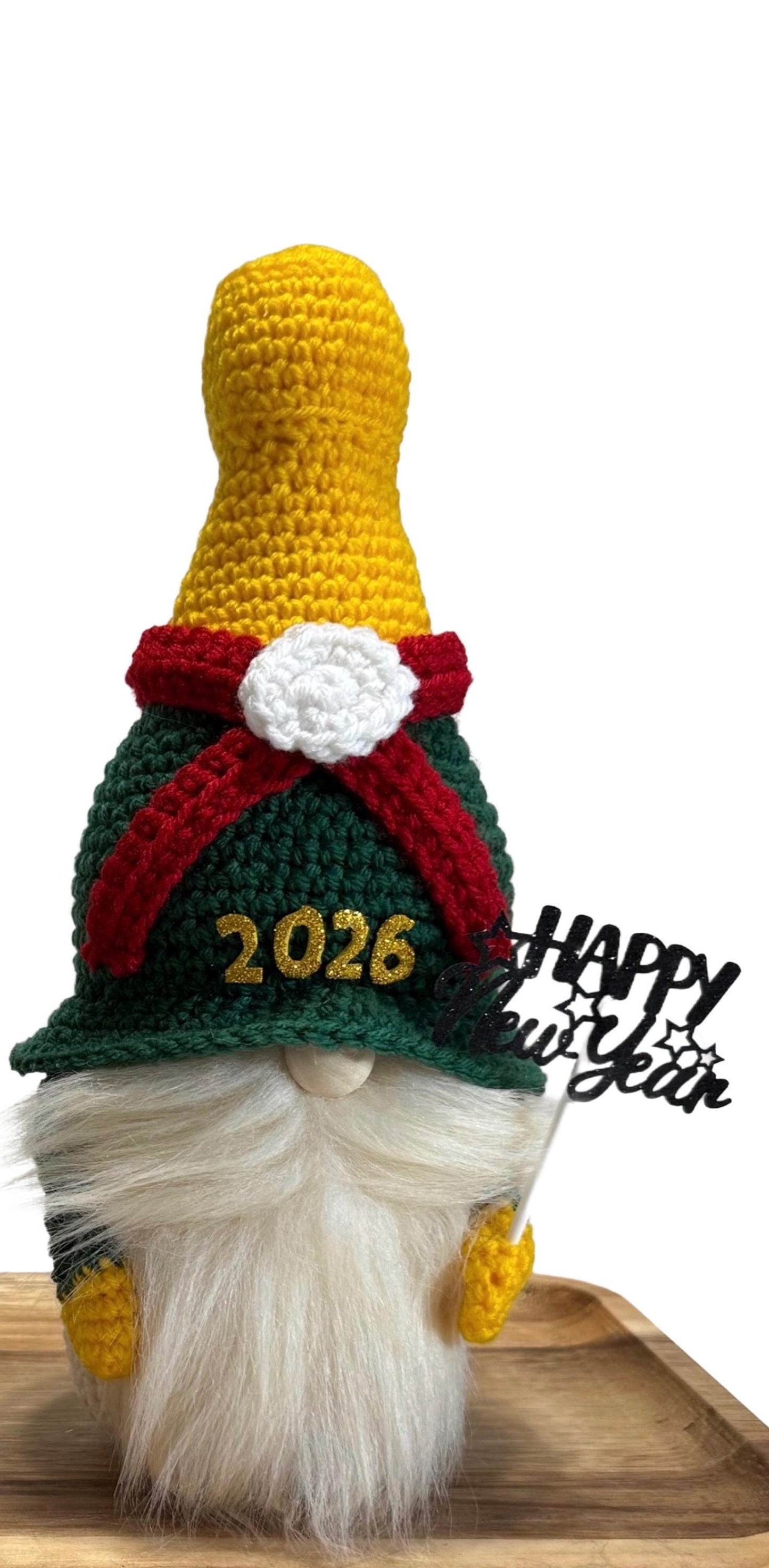 Handmade New Year Gnome, Champagne Bottle Decor