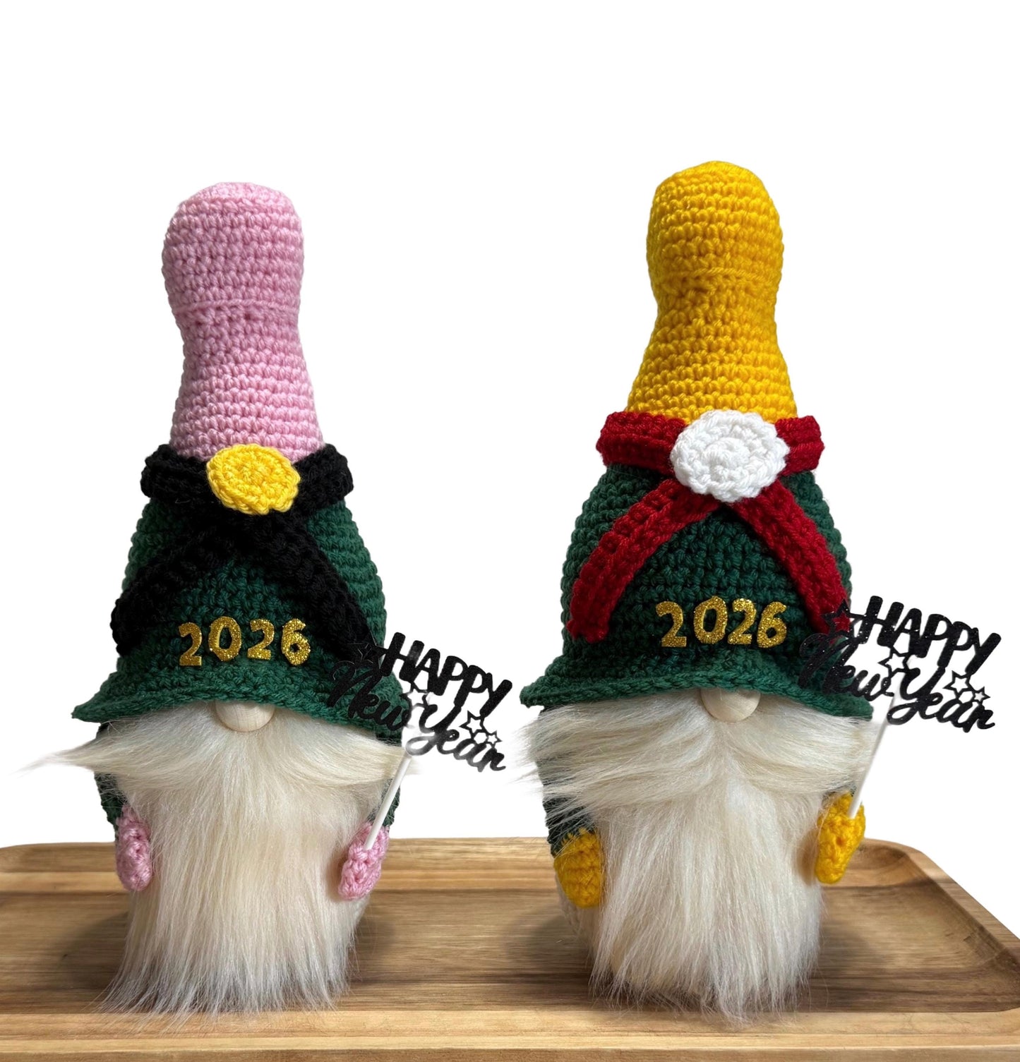 Handmade New Year Gnome, Champagne Bottle Decor