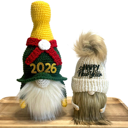 Handmade New Year Gnome, Champagne Bottle Hat