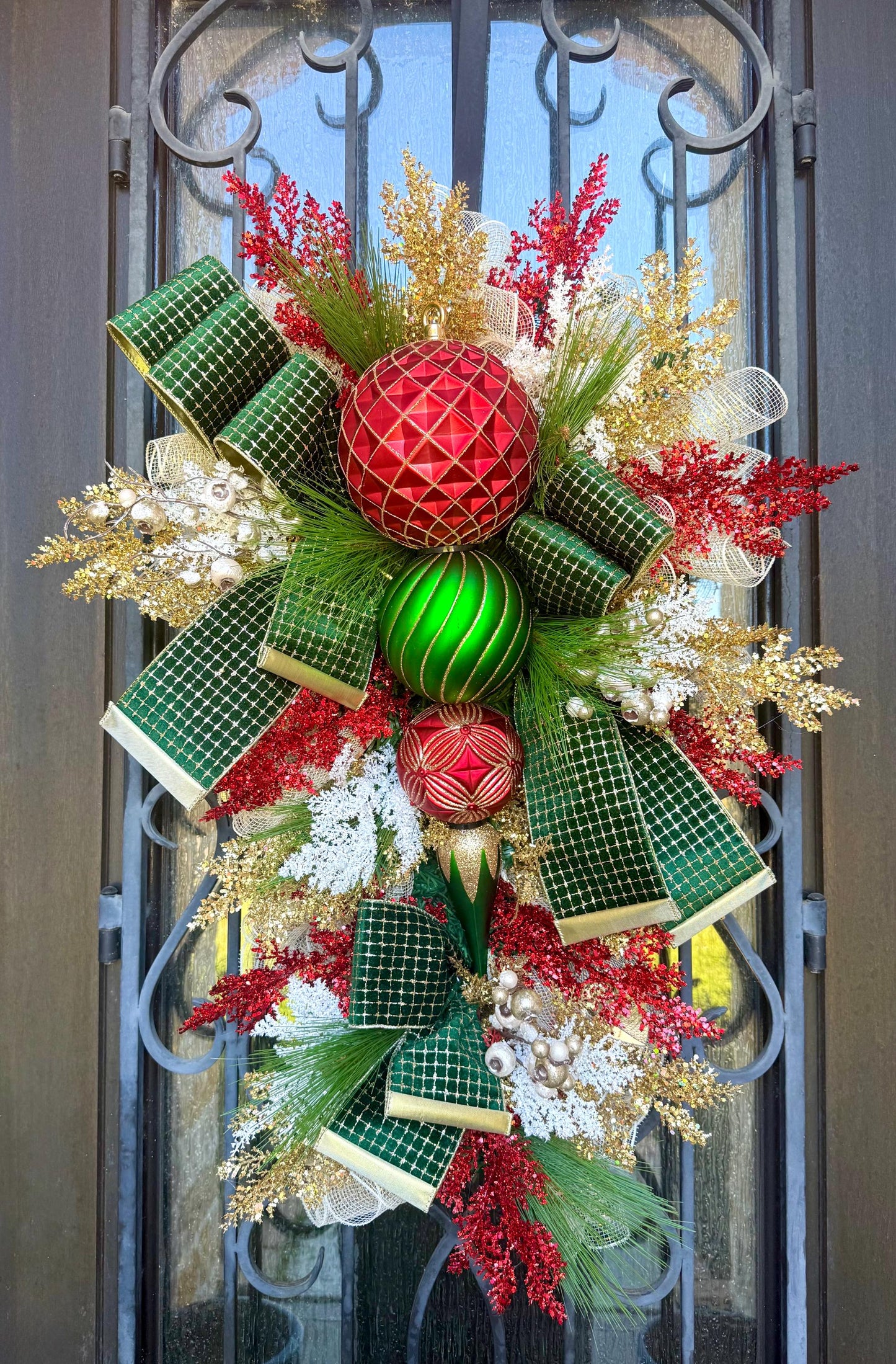 Christmas Swag Wreath, Holiday Porch Decor