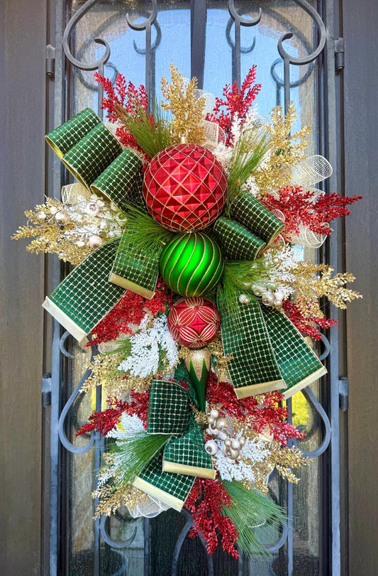 Christmas Swag Wreath, Holiday Porch Decor