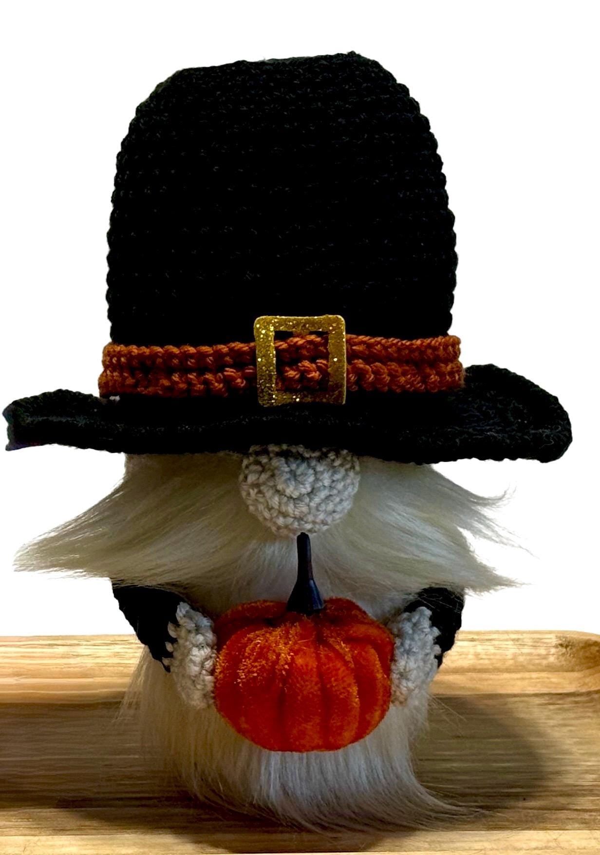 Thanksgiving Pilgrim Gnome: Knit Fall Harvest Decor