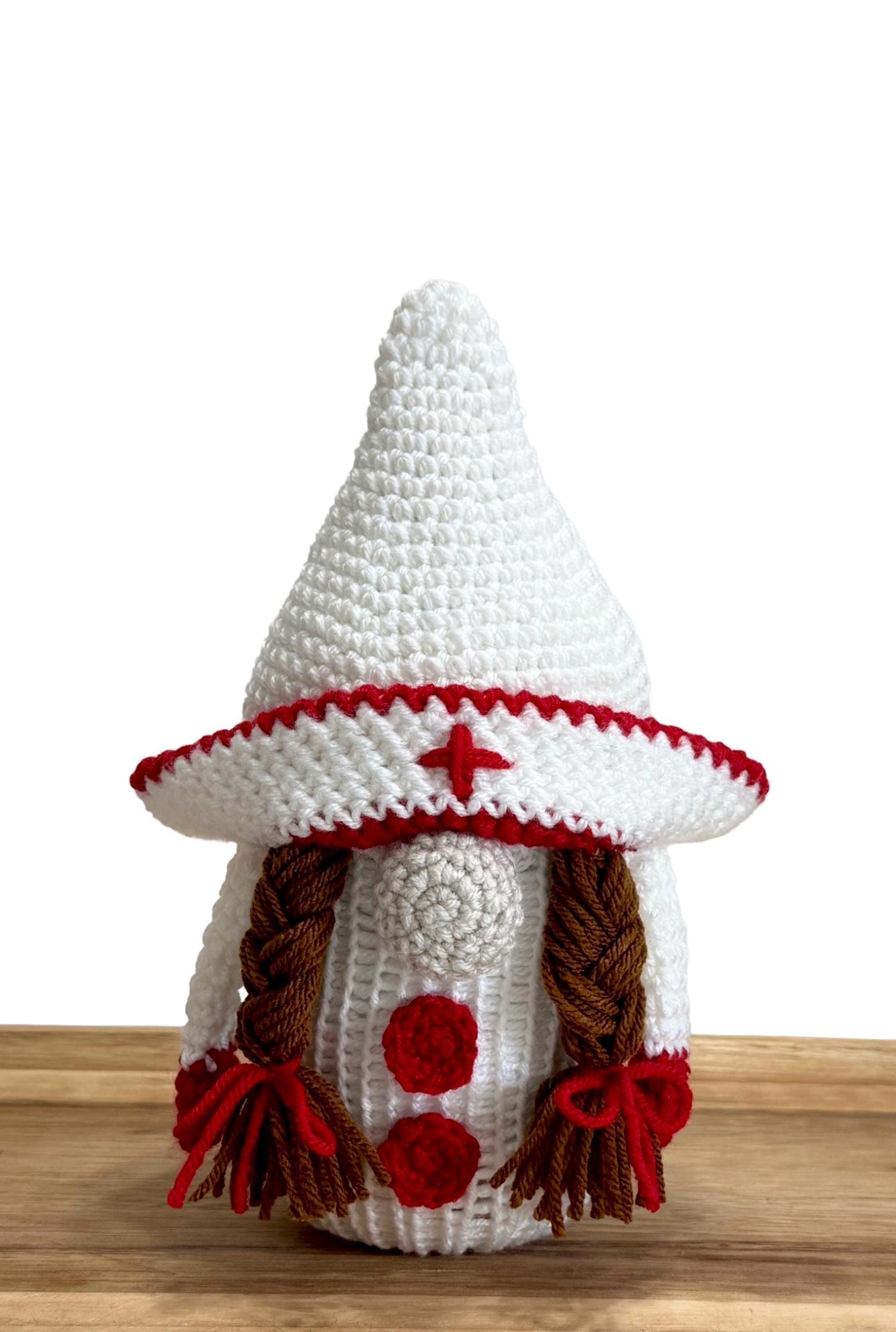 Handmade Nurse Gnome, Knit Decoration