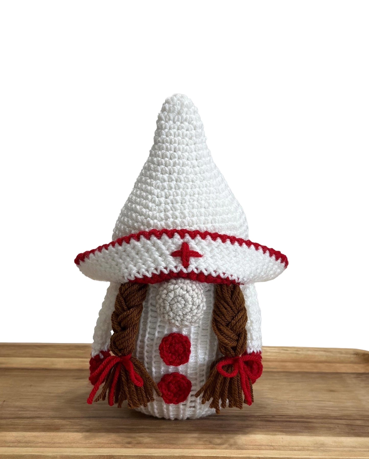 Handmade Nurse Gnome, Knit Decoration