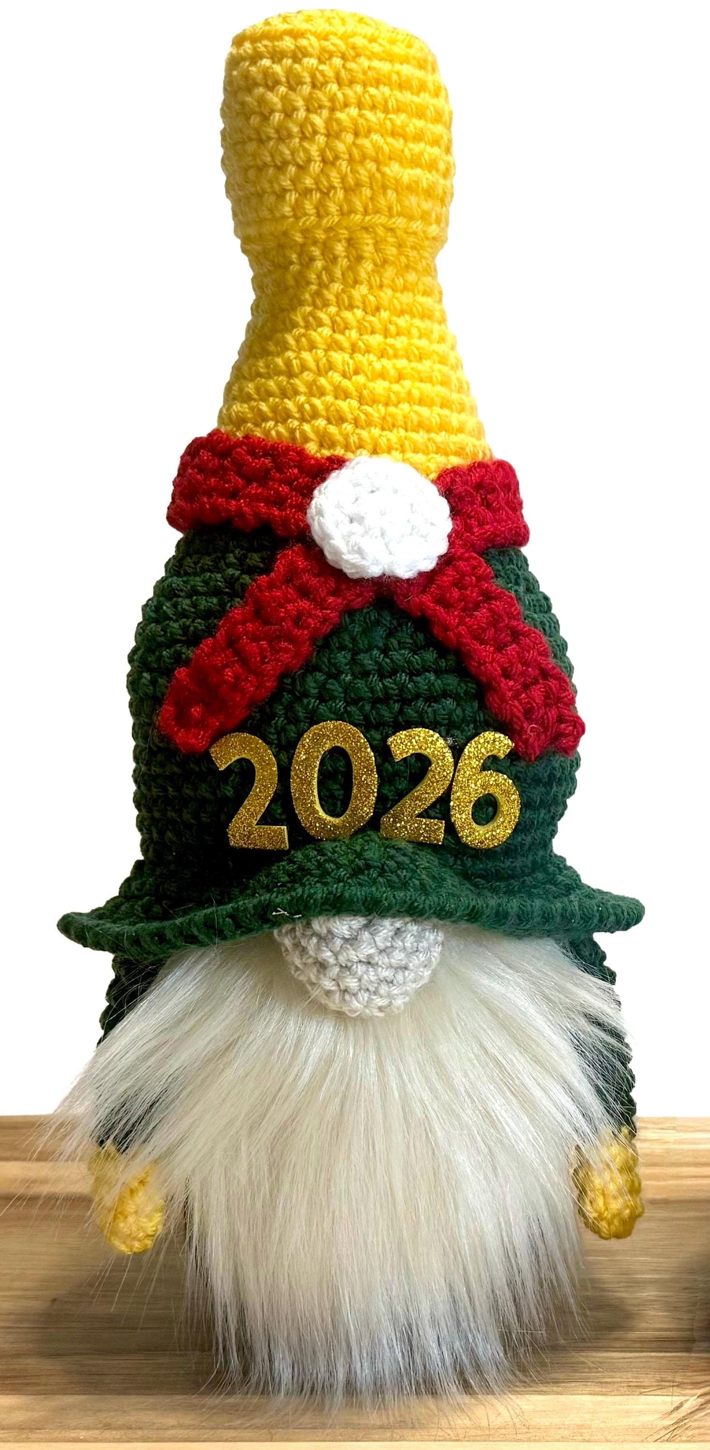 Handmade New Year Gnome, Champagne Bottle Hat