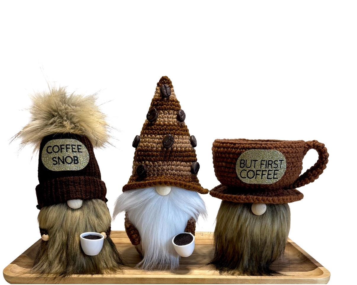 Coffee Gnome, Kitchen Home Decoration , Tiered Tray Decor